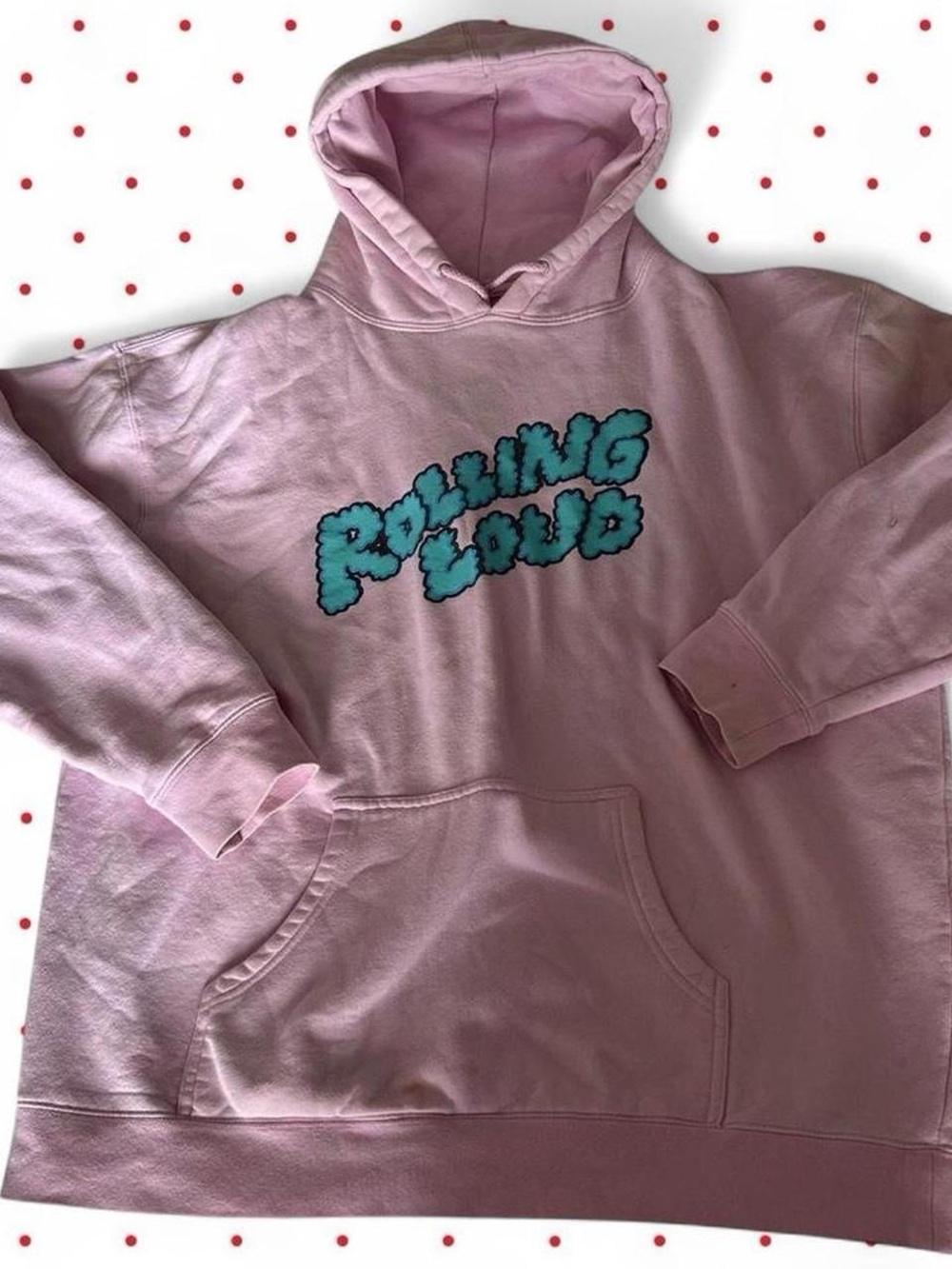 Pink Oversized Hoodie with Blue 'Rolling Loud' Graphic